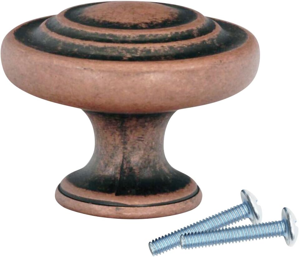 Rok 25 Pack Hardware Saturn Ring Round Style Metal Antique Copper 1-11/32" Decorative Kitchen Vanity Dresser Cabinet Drawer Door Knob K70134AC