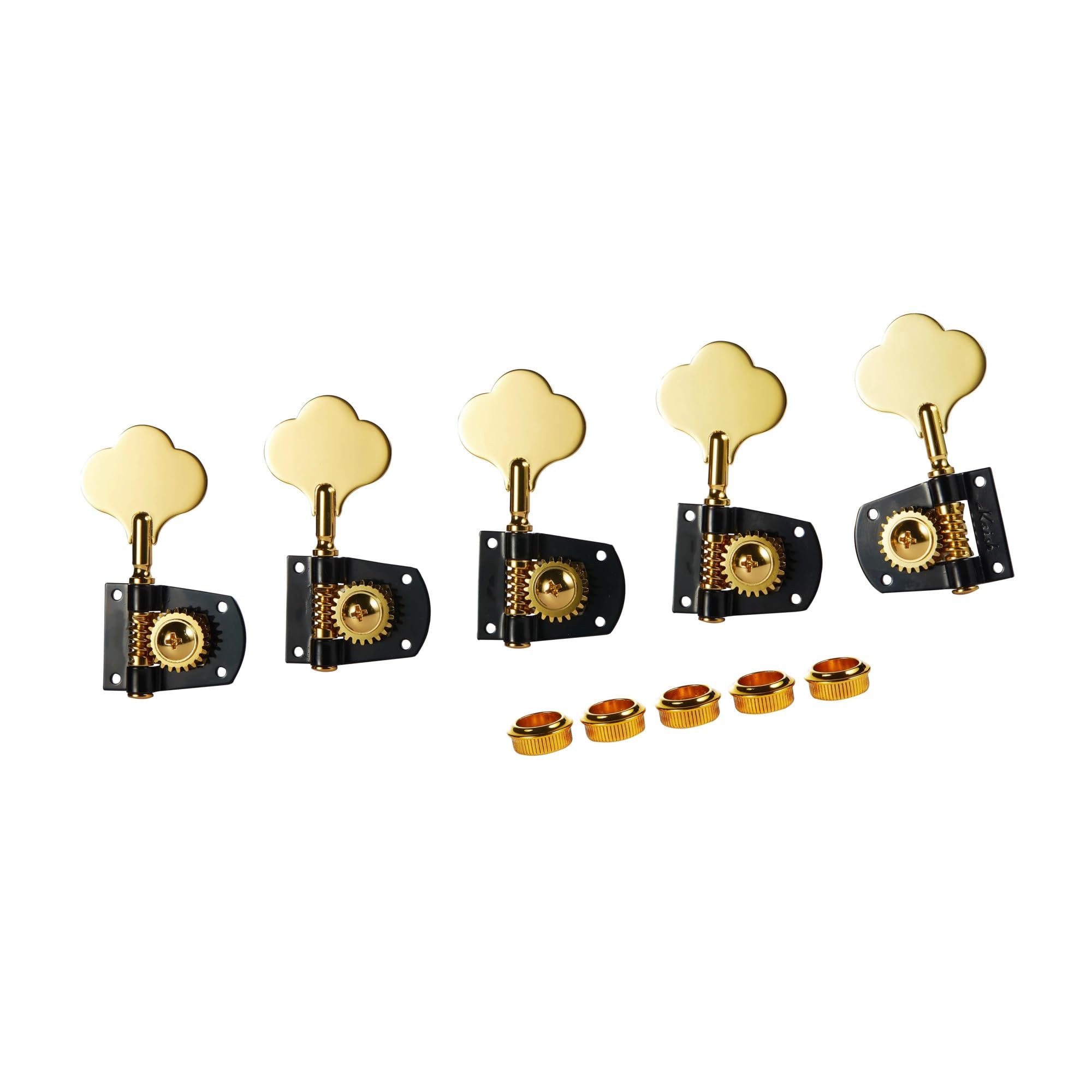 Mécaniques basse 5 cordes noires et dorées pour lutherie précise et stable - 3