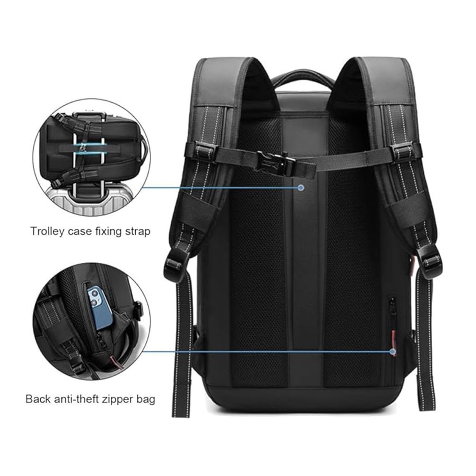 Sac À Dos Airbag avec Système De Vide, Sac À Dos Extensible De 60 L, Compression sous Vide for Hommes, Femmes, Affaires, Aventure en Plein Air(Gray,Manual Press)