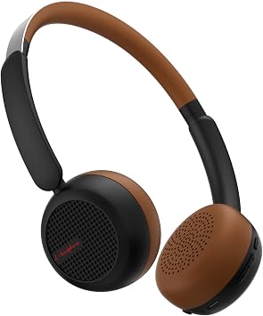 Micool Retro On-Ear Wireless Headphones with Long Battery Life, Hi-Fi Audio Headset Bluetooth 5.4, Noise Cancelling Bluetooth Headphones with Comfortable Earpads for Travel Work Gym Black & Brown