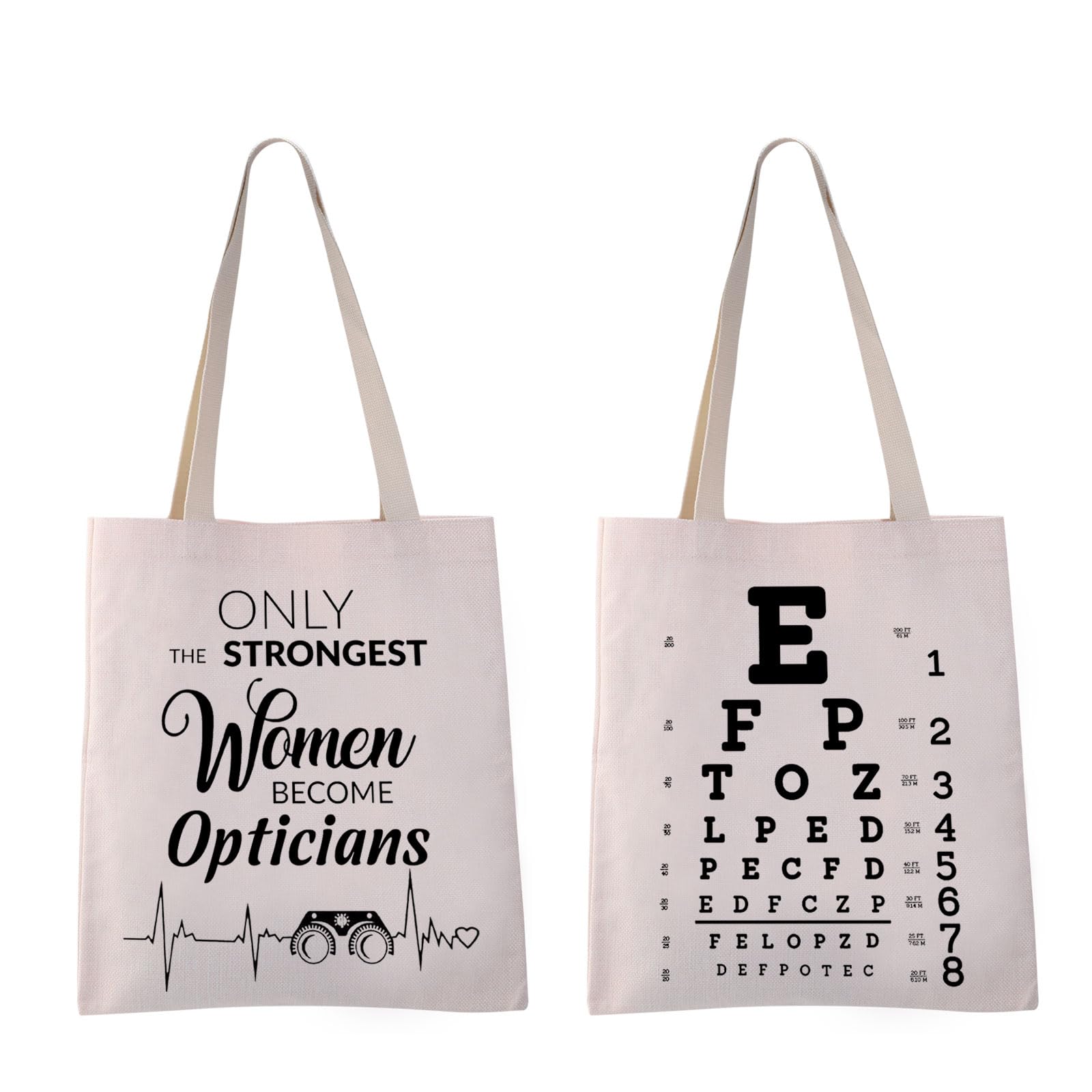 VAMSII Optician Gifts for Women Eye Chart Gifts Tote Bag Funny Optometrist Shoulder Bag Optometry Shopping Bag (Woman Optician tote)