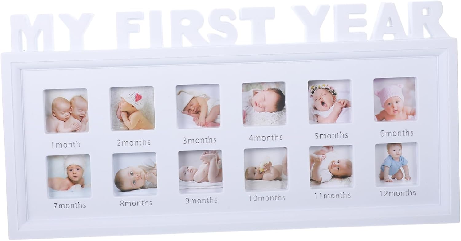 Wakauto Newborn Growth Keepsake Photo Frame Displays Months of Memories Stylish Design for Nursery Home Office