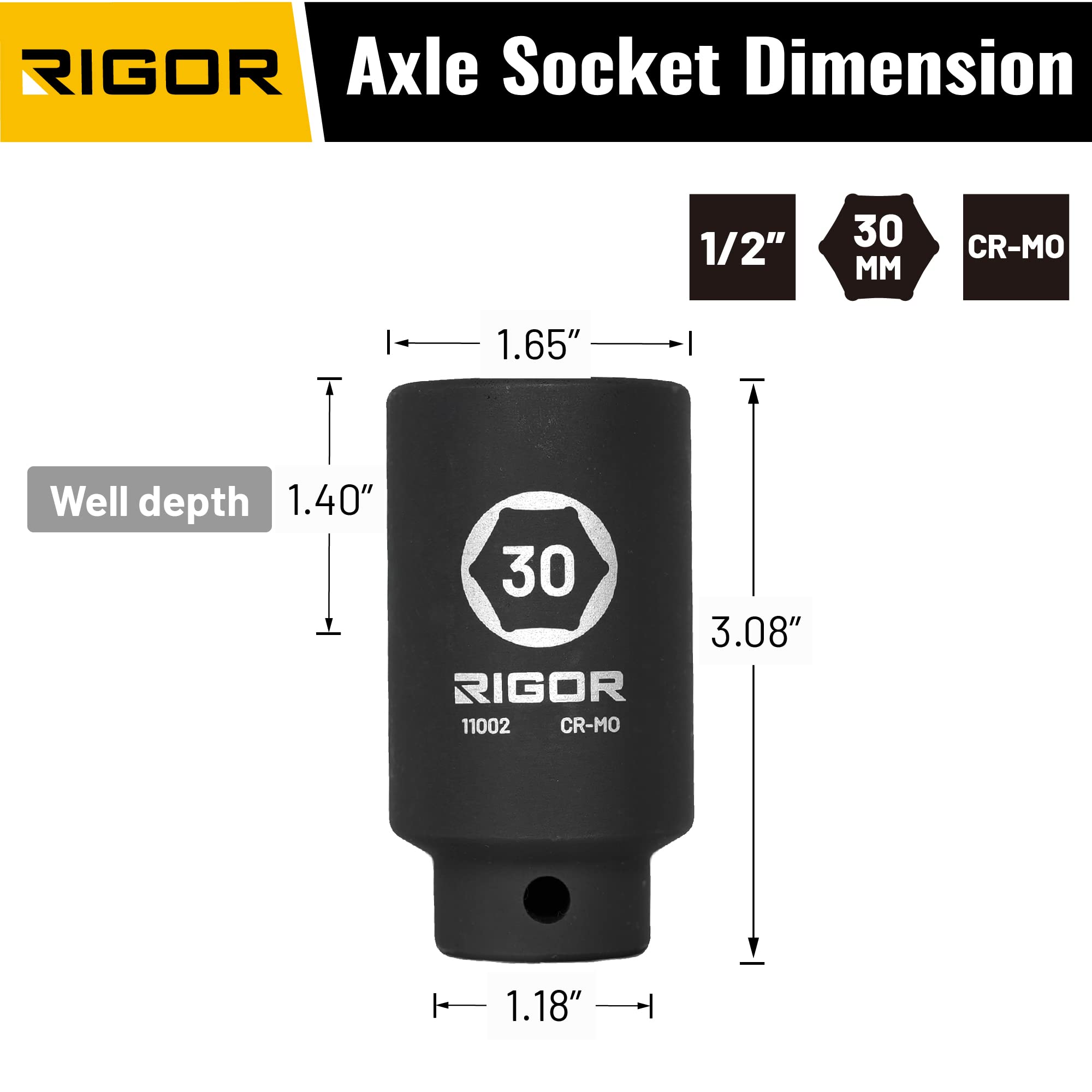 RIGOR Radmutter-Stecknuss 22 Mm - Nicht Beschädigend, Mit Felgenschutz, 1/2 Zoll Antrieb, 6-Punkt, Aus Cr-Mo Stahl