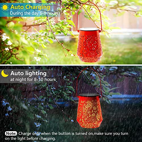 4 Packs Outdoor Solar Lanterns For Patio Waterproof,Ebotuzach 4 Colors Solar Hanging Lantern Outdoor Waterproof,Metal Solar Lantern Garden Decorative For Table Yard Terrace Pathway Party Christmas #TOP5