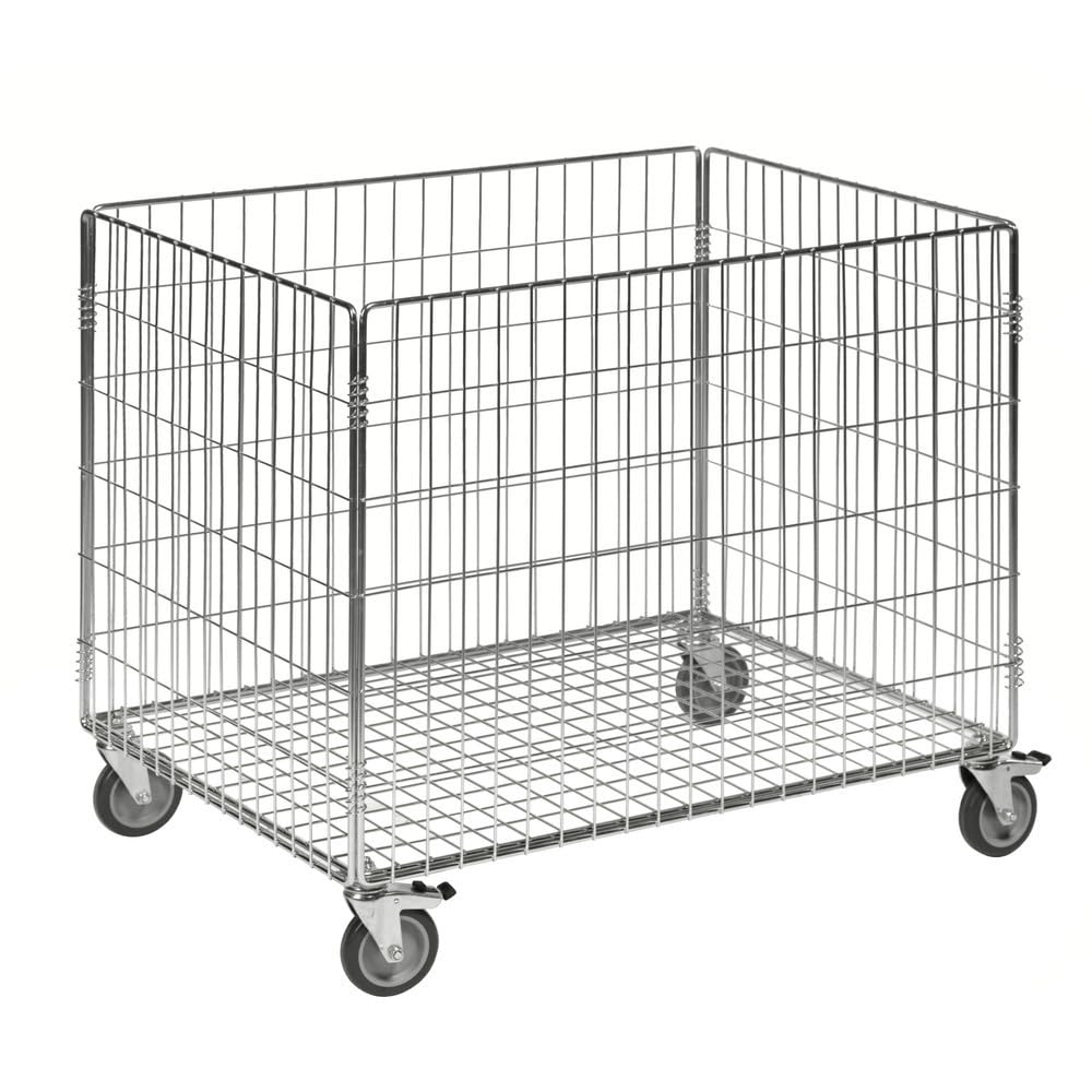 HEMMDAL Gitterwagen | HxBxT 73,5 x 63 x 83 cm | 60 kg Tragkraft | 4 bodenschonende Lenkrollen | 2 Feststellbremsen | verzinkter Stahl | Rollbehälter für Lager, Handel & Gastro