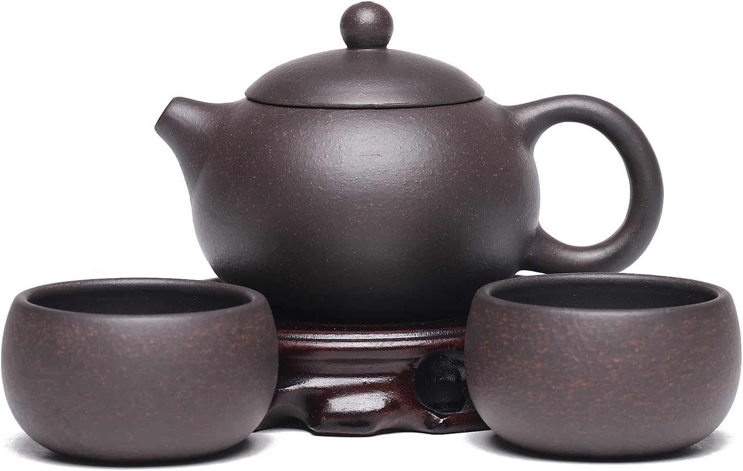 Genuine Yixing Clay Teapot 5.4 Oz with 2 Cups,Beginner Infuse Brew Kung Fu Loose Leaf Tea Pot Set -Xishi,Black Gold Clay
