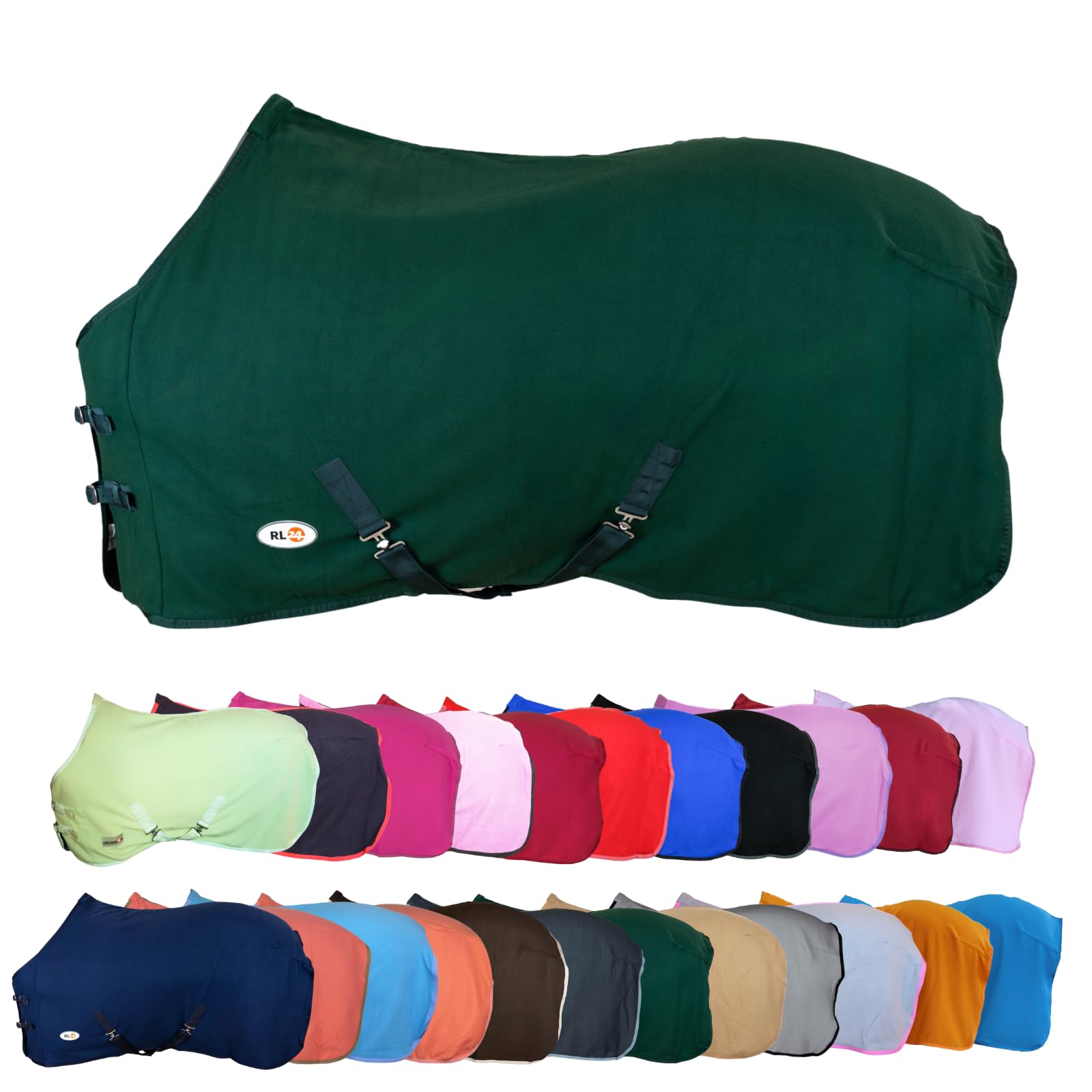 RL24 - Abschwitzdecke mit Kreuzgurt BASICLINE dunkelgrün 145cm