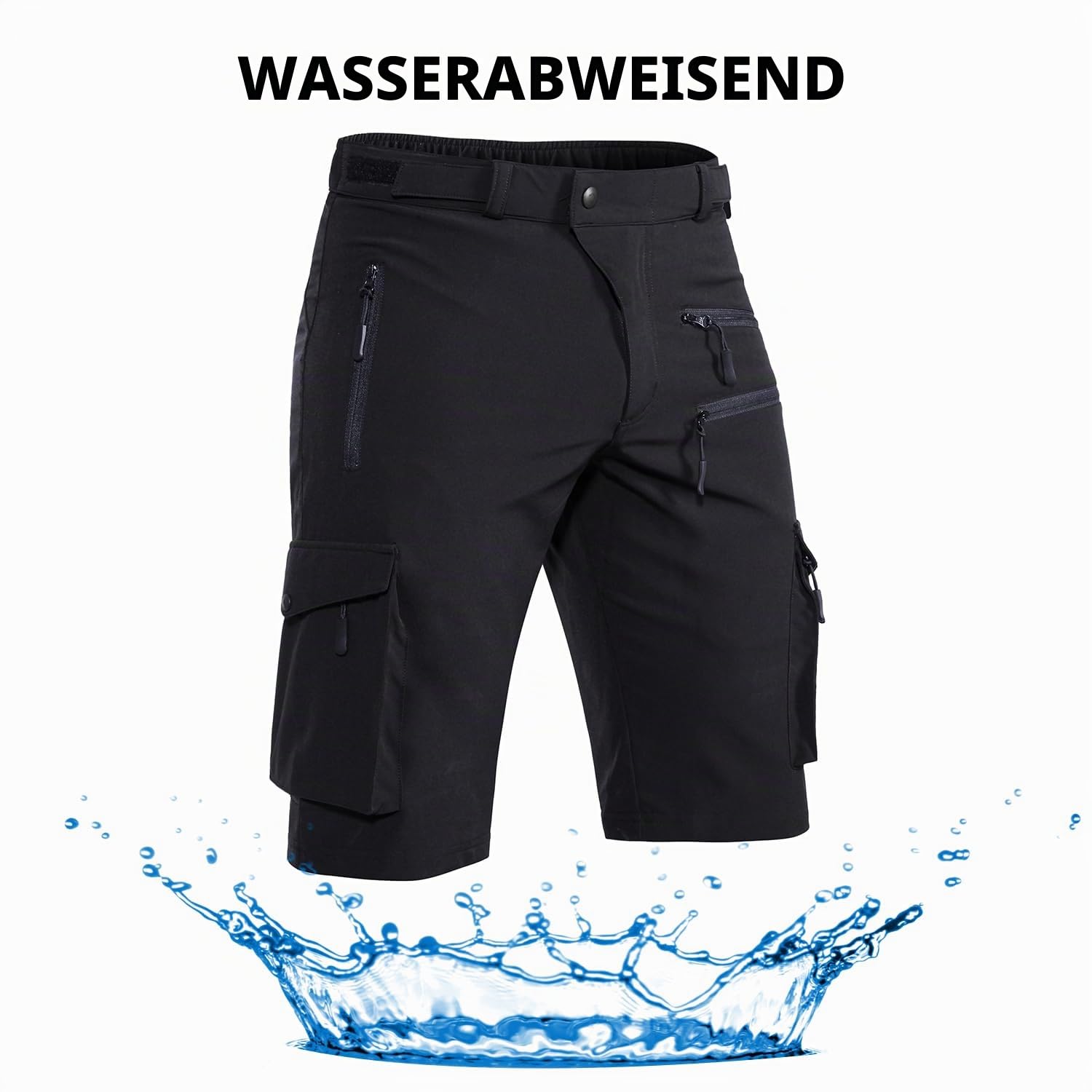 Hiauspor Herren Shorts Sommer Leichte Schnelltrocknend 5 Taschen Cargo Bermuda Wanderhose Sport Chino Trekking Outdoor MTB Hose Männer Kurz Atmungsaktiv Stretch