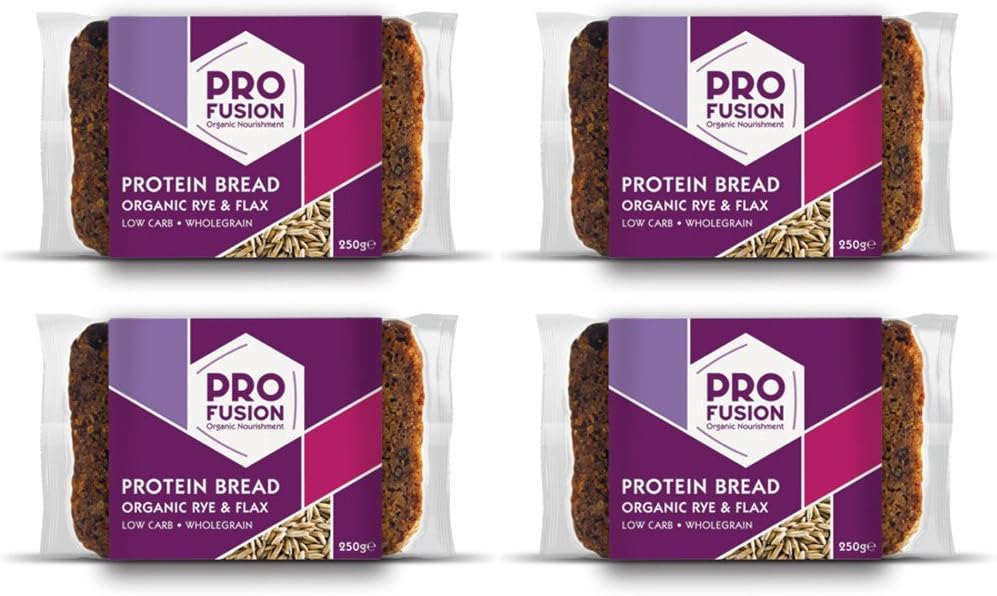 (4 PACK) Profusion Org Protein Bread Rye & Flax 250g 4 PACK
