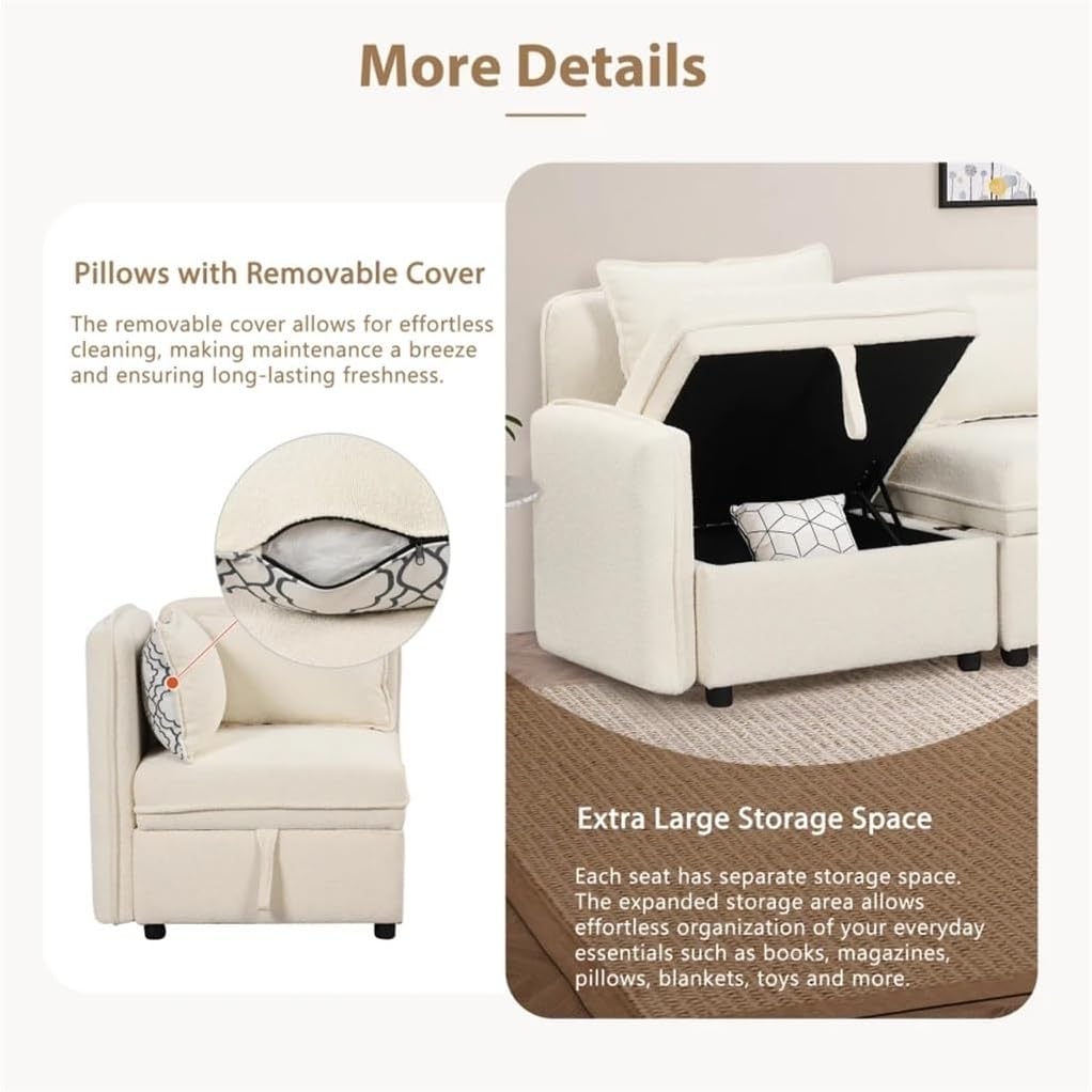 122.8" Convertible Sofa,Modular Minimalist Free Combination4 Seater Sofa, Sectional Sofa,for Living Room Office