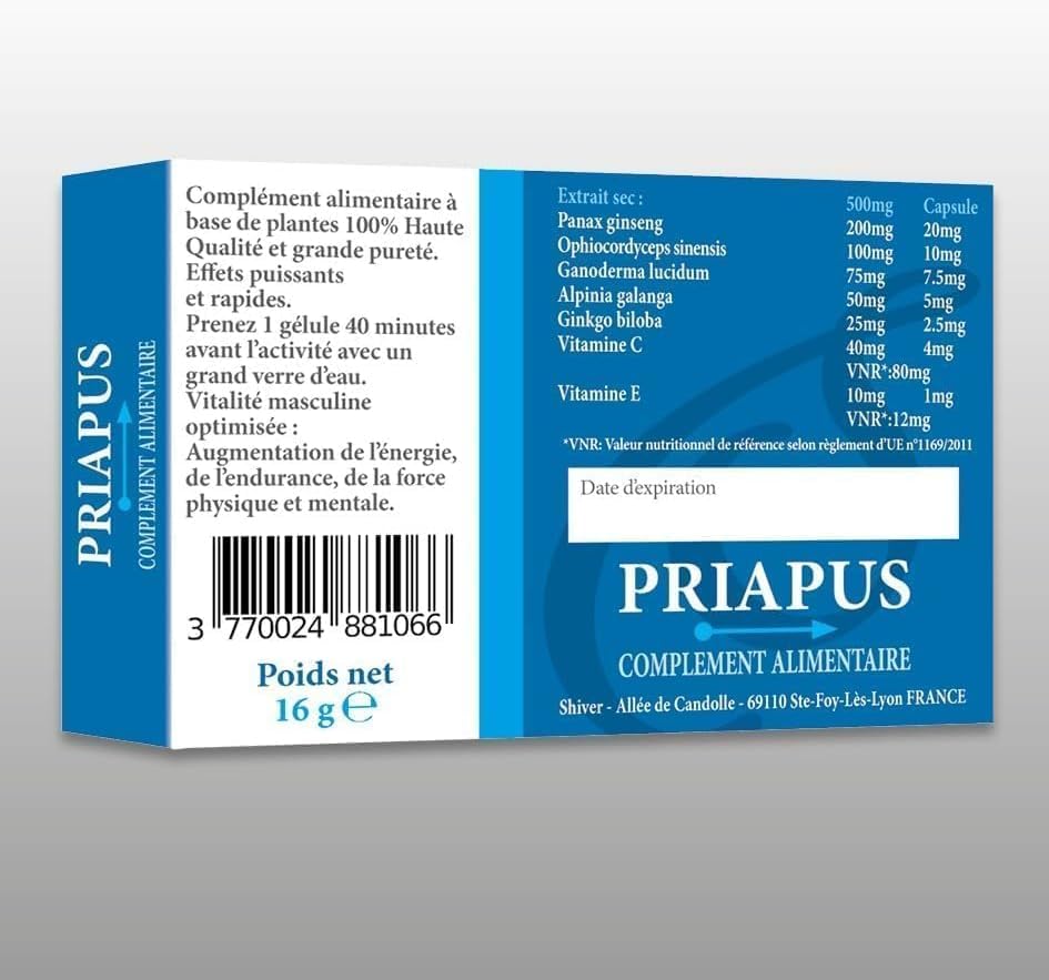 Priapus - Shiver - Puissance Masculine - Énergie | Performance | Endurance - Formule Virilité Homme - Ginseng – Image 6