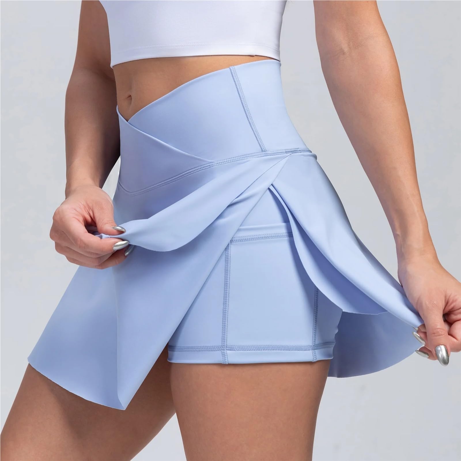 2-in-1-Tennisrock aus Spandex-Nylon for Damen | Mehrfarbig SML XL: Tennis Laufen Fitness Badminton Fitnessstudio Yoga Freizeit
