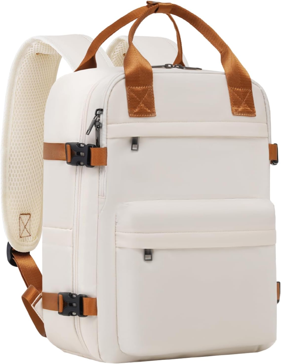 COOLIFE Cabin Bag 45×36×20 for EasyJet Underseat Carry-ons Bag 30L Travel Backpack Hand Luggage Cabin size for EasyJet Laptop Backpack（White/Brown, 45×36×20cm）