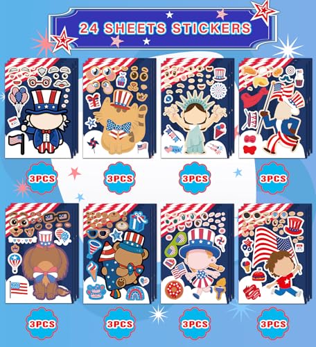 Save on 24Pcs Patriotic Stickers for 4th of July Decorations & Crafts - Image 3
