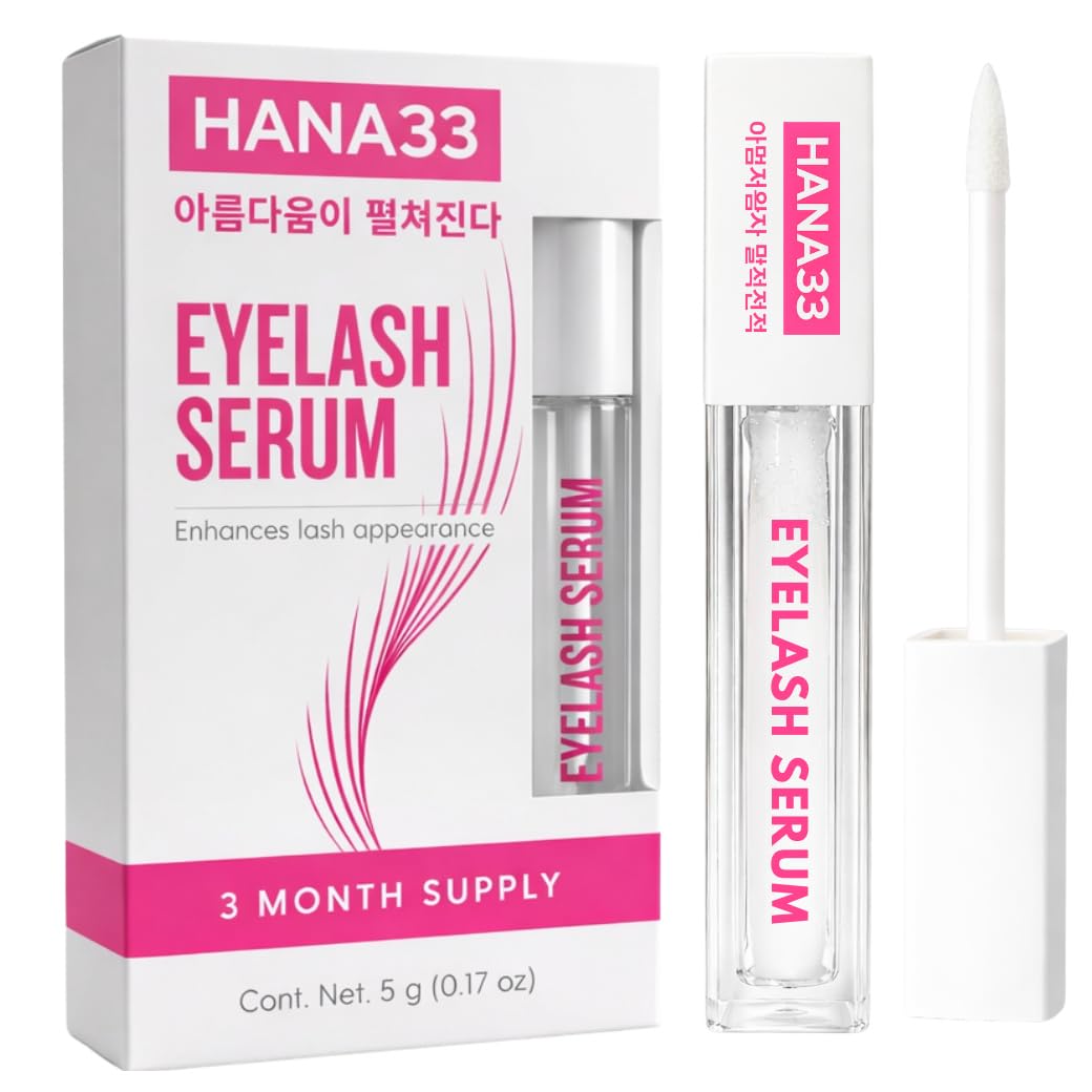 HANA33 Sérum Amplificador para Pestañas y Cejas con Péptidos, Miristoil Pentapéptido-17, Biotinoil Tripeptido-1, Aplicador Tipo Delineador, 5g