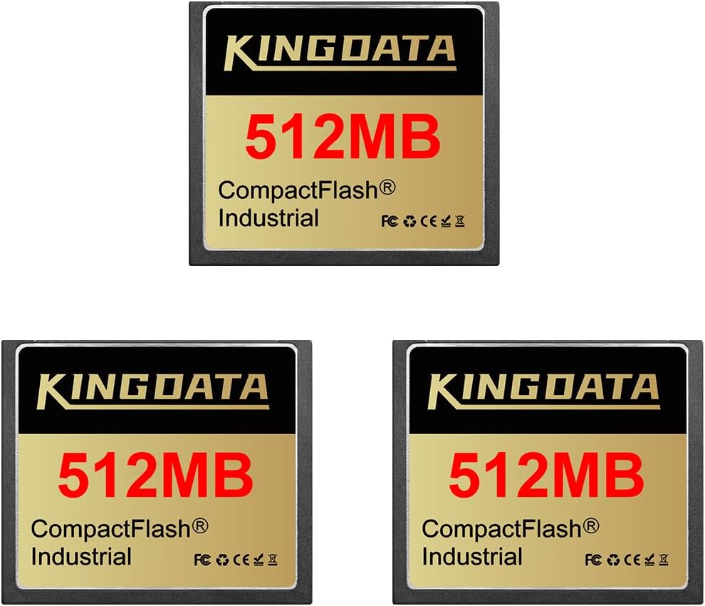 Industrial Compact Flash Memory Card 3pack 512MB FAT16 Type I for Industrial Equipment Vintage Digital Cameras