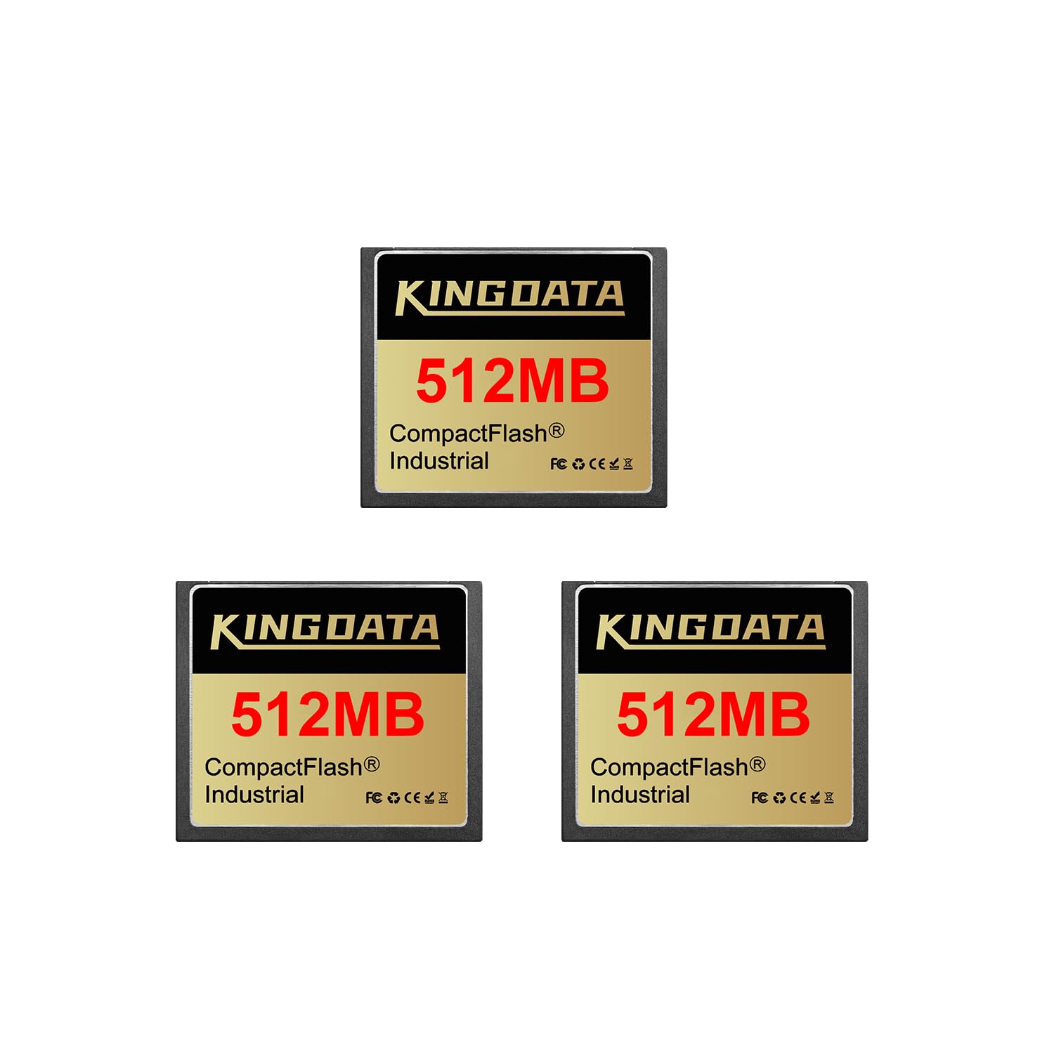 Industrial Compact Flash Memory Card 3pack 512MB FAT16 Type I for Industrial Equipment Vintage Digital Cameras