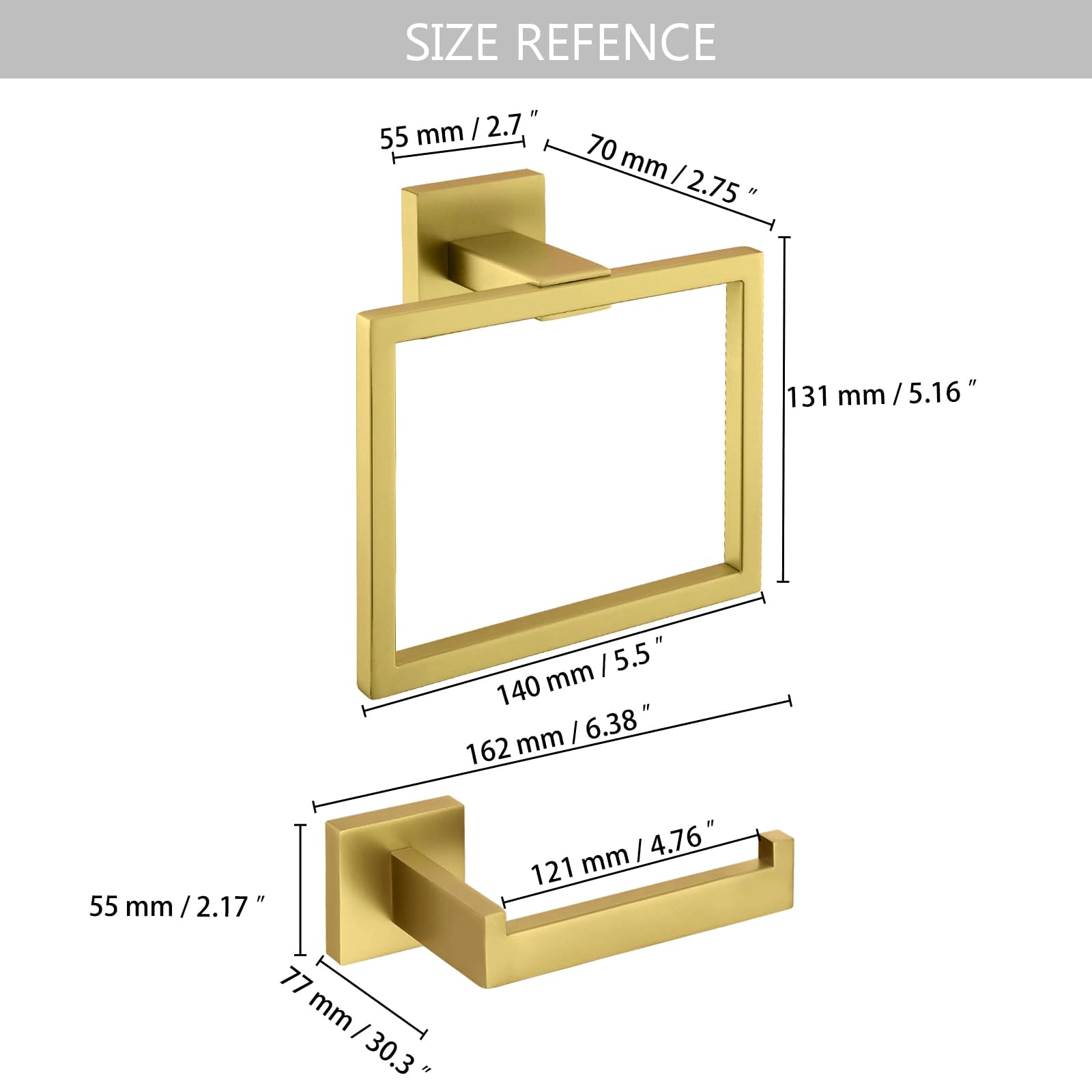 Portasciugamani Bagno Oro Spazzolato Beelee - Acciaio Inox SUS304, Design Moderno E Elegante - Foto 6