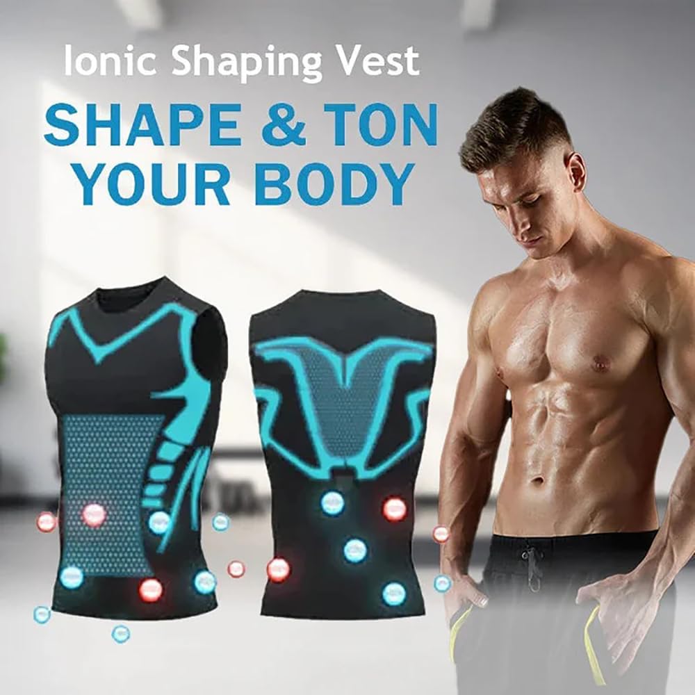 Ionic Shaping ärmellose Weste für Herren, Version 2025, ionisches Shaping, ärmelloses Shirt, für ein perfektes Körpertraining, Tank-Top