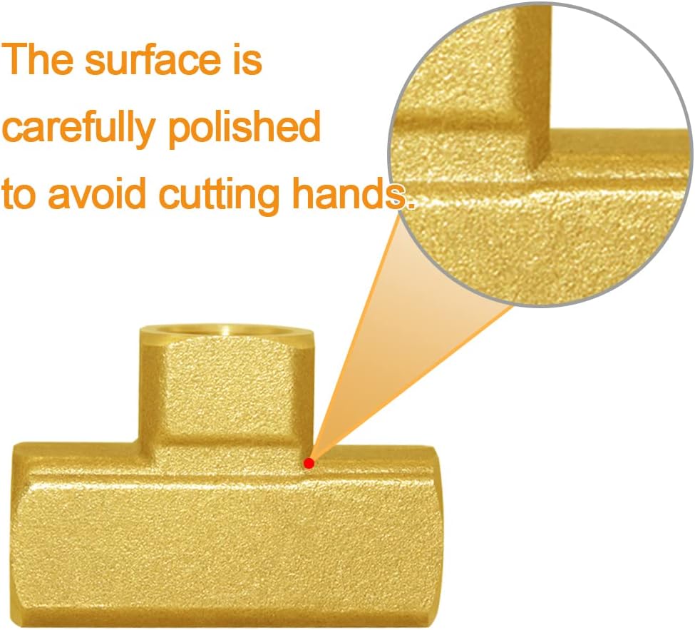 Joywayus Brass Pipe Fitting Barstock Tee 3 Way 1/4" x 1/4" x 1/4" NPT Female Hose Fitting(Pack of 2)