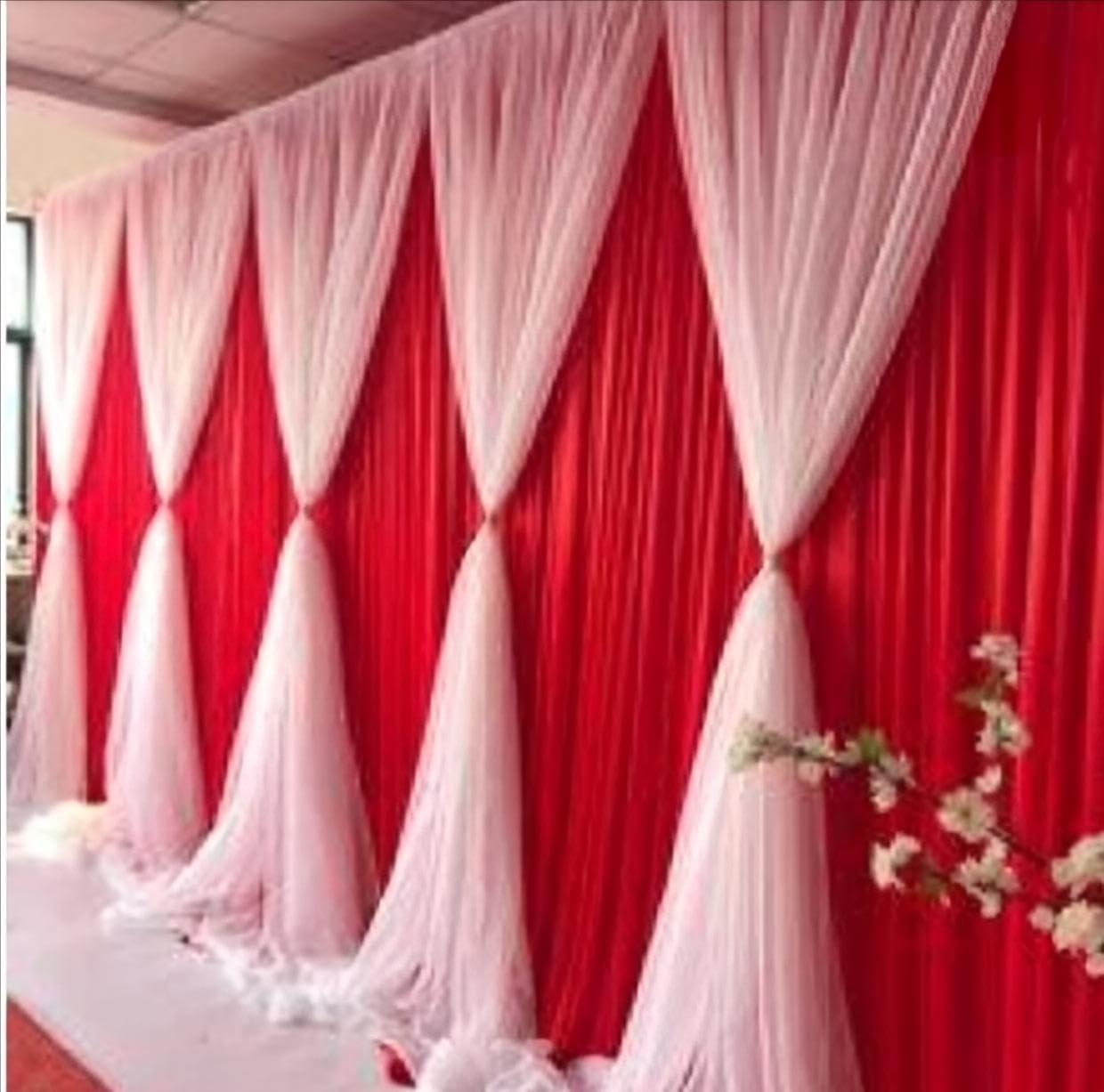 BMLP Tent Parda Lycra Perfect for Gatherings Weddings and Garden Parties Stylish Shelter for Unforgettable Occasions (15 * 10 Feet Red & White Color)