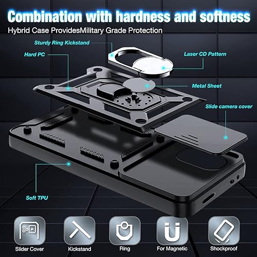 Miniatura 2 de CCSmall Funda para Xiaomi Poco M4 5G con cubierta de cámara deslizante, Redmi 11 Prime 4G, funda protectora de grado militar para teléfono con