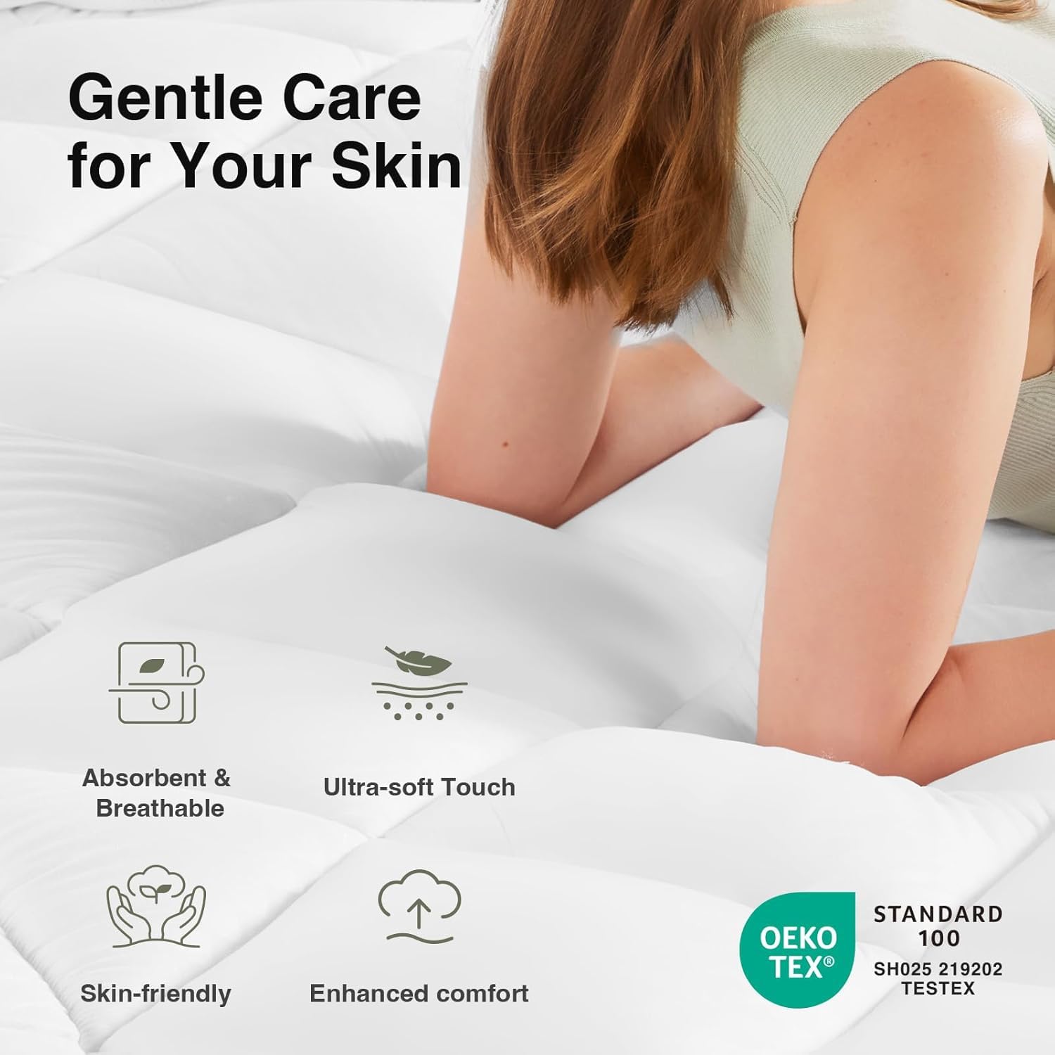 Novilla Queen Mattress Topper, Extra Thick Pillow Top Mattress Pad, Down Alternative Fill Breathable Cotton Cover, 8-21" Deep Pocket Soft Bed Topper for Back Pain Relief - 3