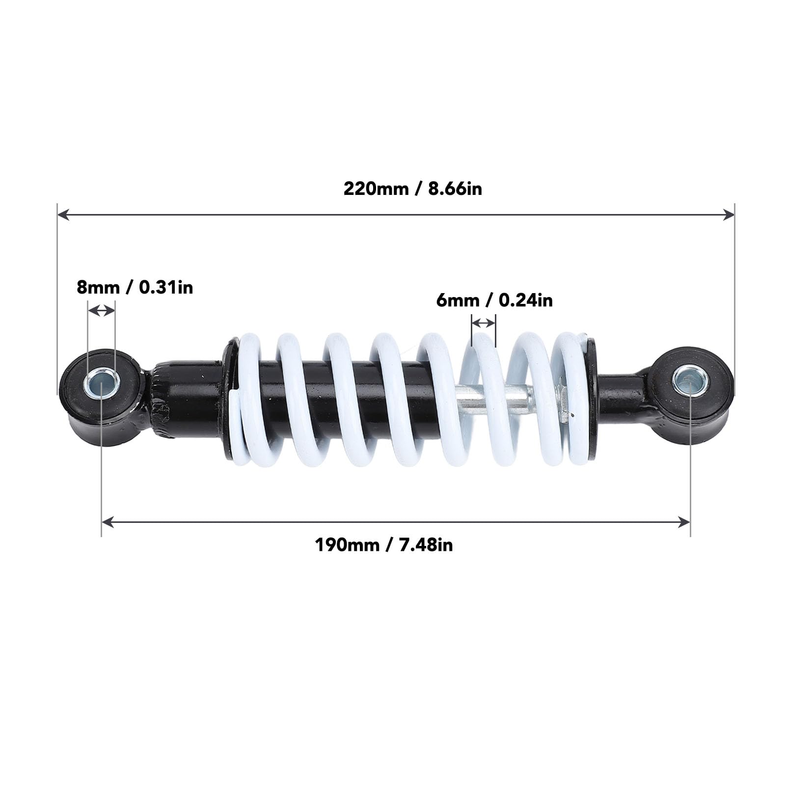 2 Stück 190mm Motorrad Stoßdämpfer mit einstellbarem Dämpfungssystem, 200LBS Tragkraft für Mini Dirt Bikes