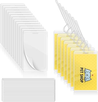 VOKOY 100 Sets Laminating Pouch with Clear Loop, Transparent Luggage Tags with Slot Hole Clear Business Card Thermal Laminating Pouches Laminating Sheets for ID Cards, 5 Mil, 2 1/2" x 4 1/4"