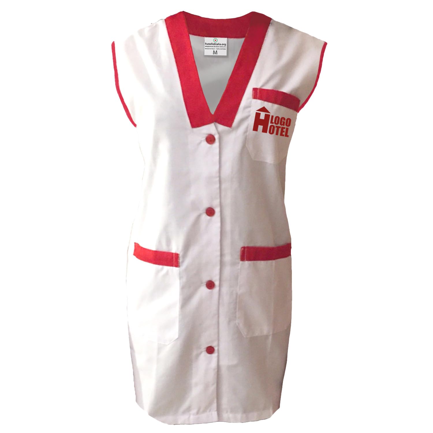 fratelliditalia.org Kit Pulizie Camice Hotel Personalizzabile Logo Nome Cuffia e Grembiule Donna Lavoro