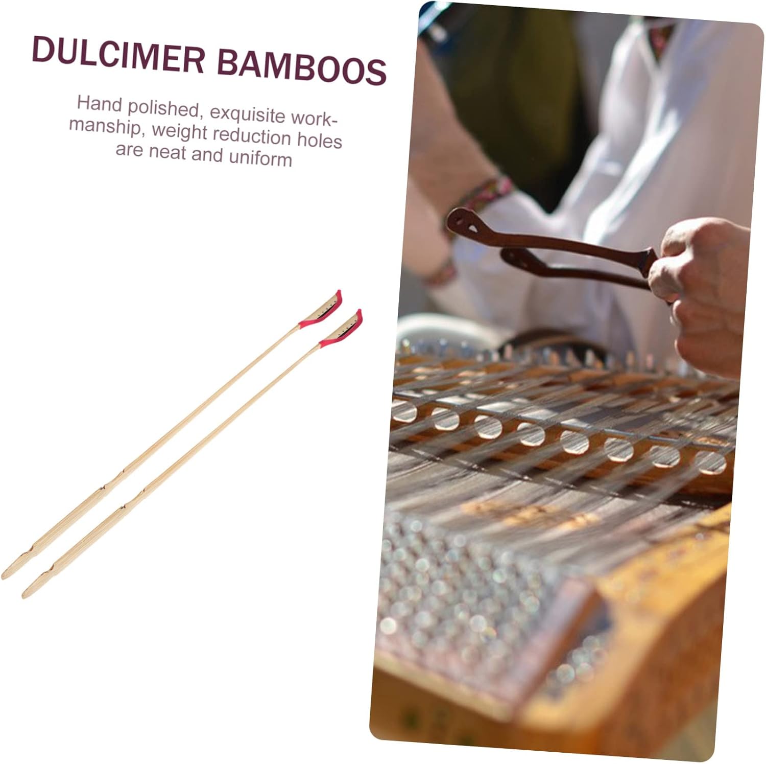 SHOWERORO 2 Pcs Antique Bamboo Jean Sticks Perfect Dulcimer Instrument Accessories Musical