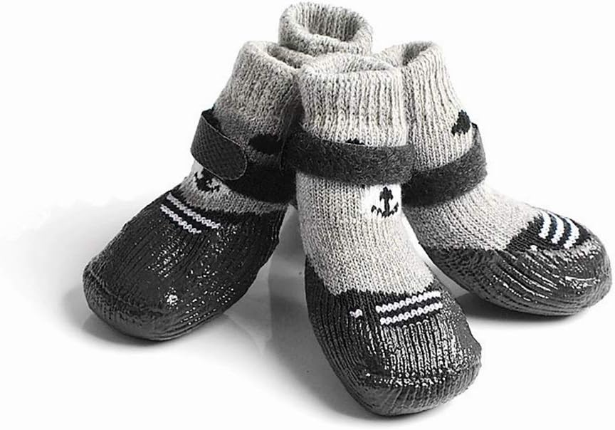 DORA BRIDAL 4 Pcs Anti-Slip Dog Socks, Waterproof Paw Protectors Nonslip Sports Socks Shoes, Warm Soft Traction Control for Indoor & Outdoor Wear for Small Medium Large Pet Dogs Black