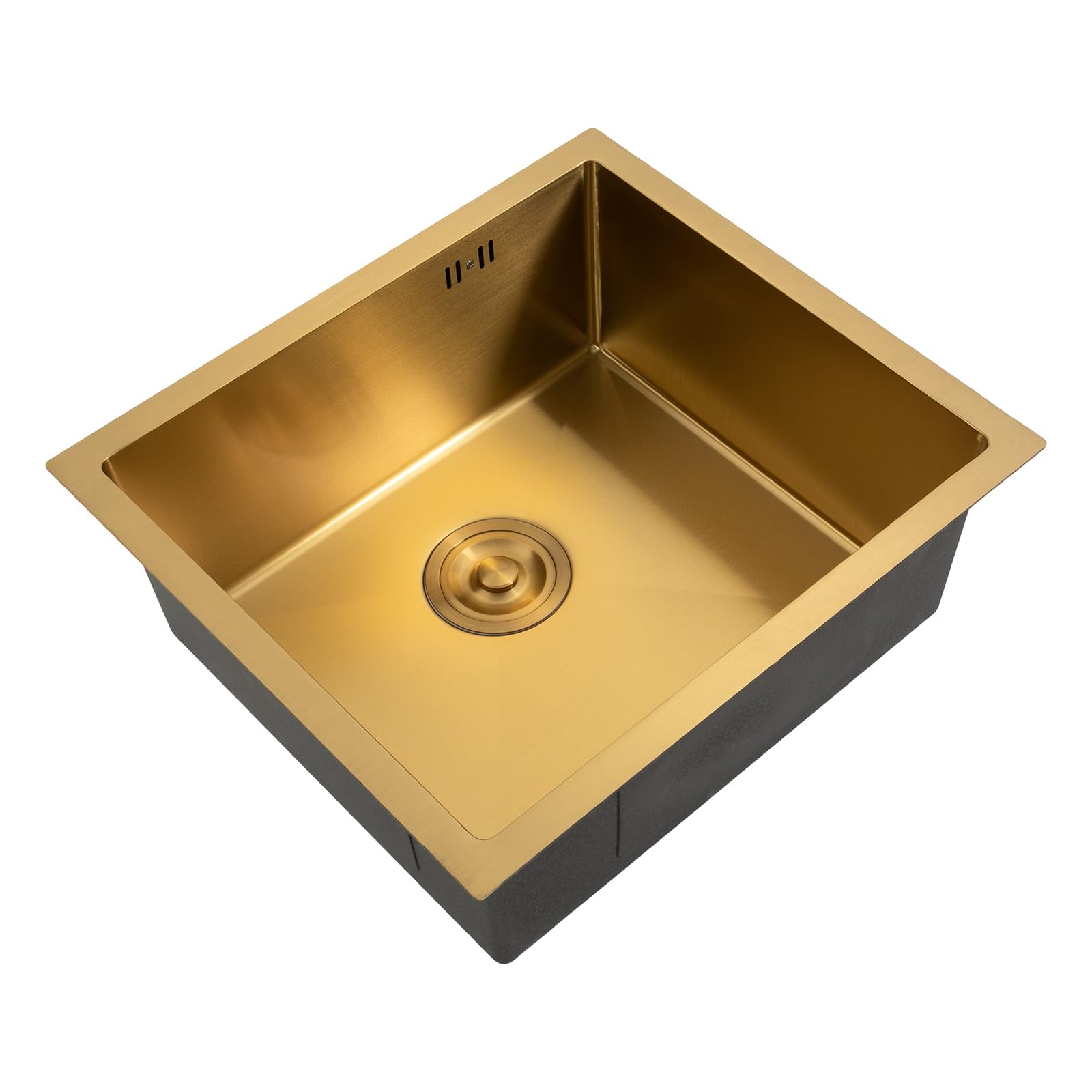 Lavello in acciaio inox, lavello da cucina, lavandino da incasso, con 2 tubi di scarico, 1 vasca, 50 x 45 cm