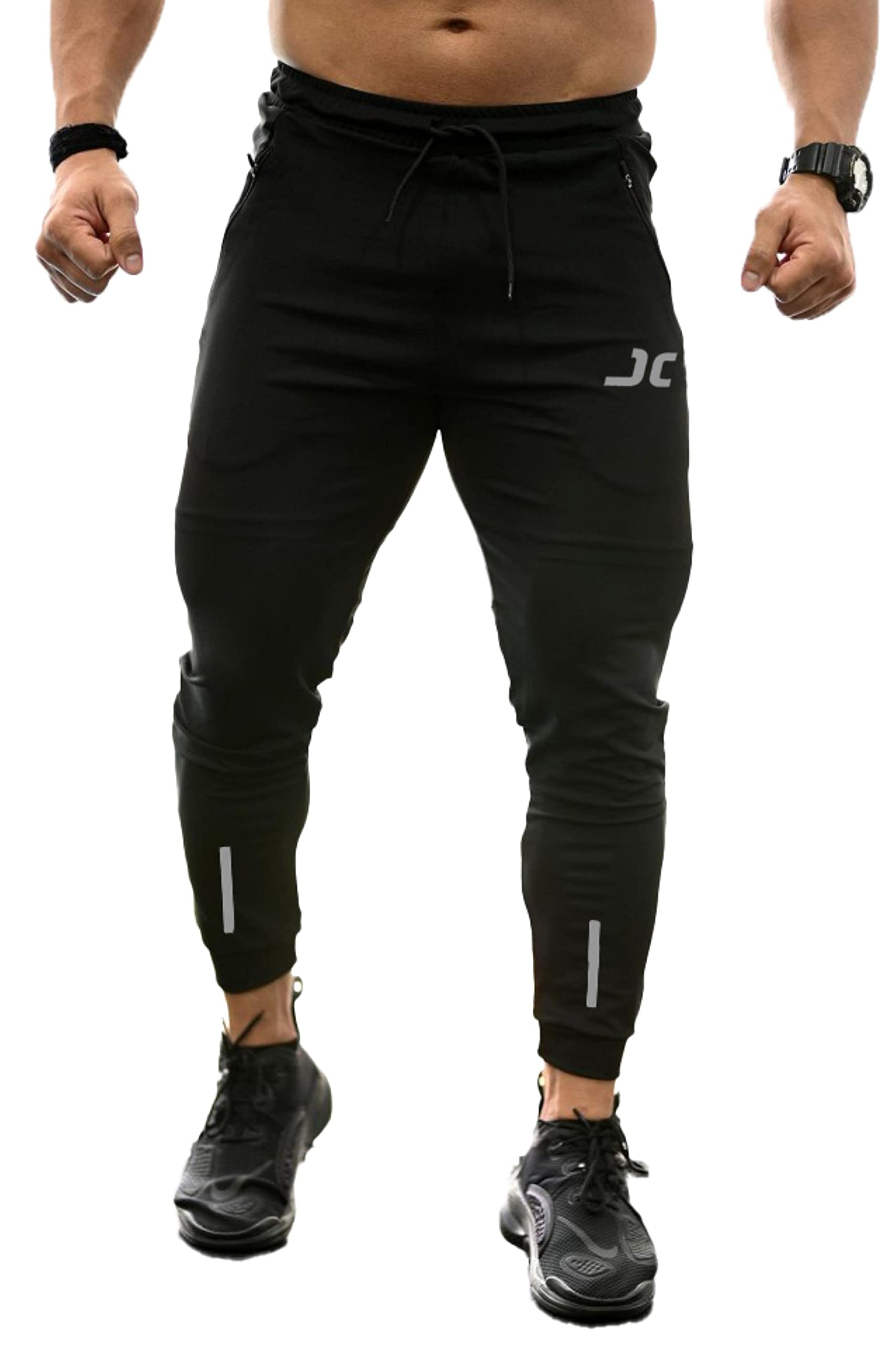 jump cuts Men's Reflective Printed Black Polyester Slim Fit Trackpant-picture-17