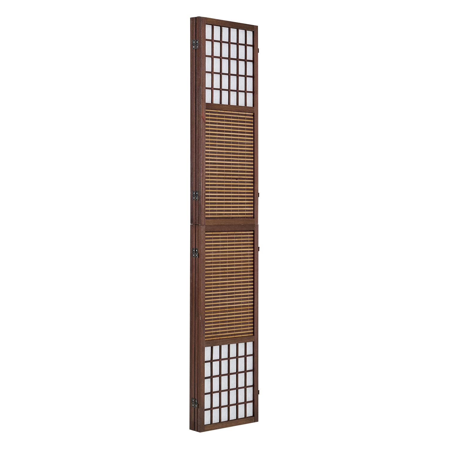 Homestyle4u 876, 4 pan Diviseur de pièce paravent Taille spéciale 2 m de Hauteur - Bois diviseur Shoji avec Bambou au Riz Brun Blanc