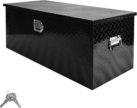 36"x15"x15" Heavy Duty Aluminum Truck Bed Toolbox Diamond Plate Tool Box with Side Handle and Handled Lock Keys Waterproof Square Storage Organizer Suitable for Pickup Truck Trailer UTV ATV