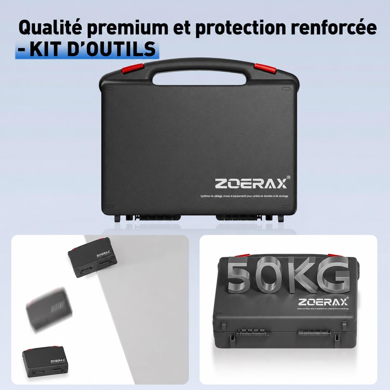Kit d'outils réseau professionnel 14 en 1 - Pince à sertir RJ45, Cat6-Passthrough mâle et bateaux de protection, testeur de câble, dénudeur de câble, outil de ponch-down Ethernet