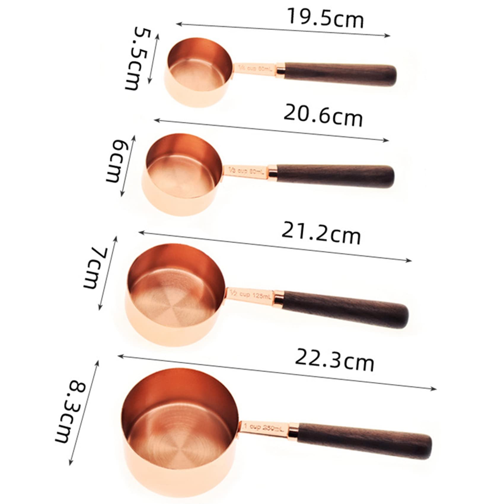 32 x miarka zestaw łyżek drewniany uchwyt ze stali nierdzewnej platerowana miedzią metalową miarką do gotowania akcesoria kuchenne
