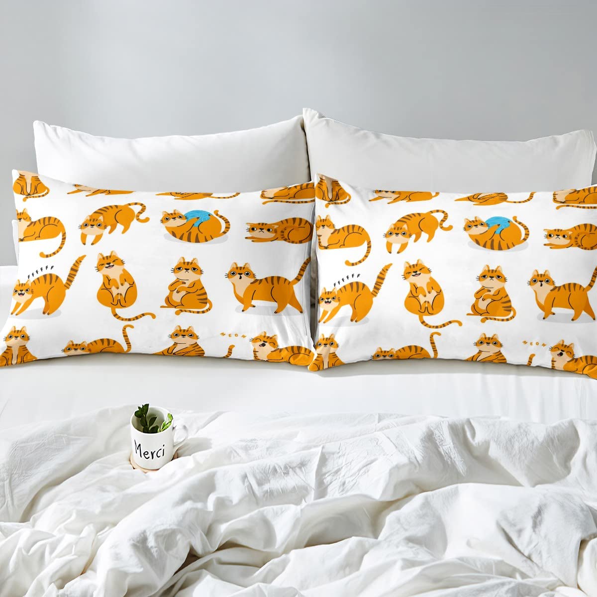 Copripiumino Gattino Kawaii - Set Biancheria Letto Singolo, Microfibra, Reversibile - Foto 10