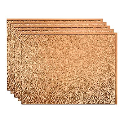 FASÄDE Hammered Decorative Vinyl 18in x 24in Backsplash Panel in Polished Copper (5 Pack)