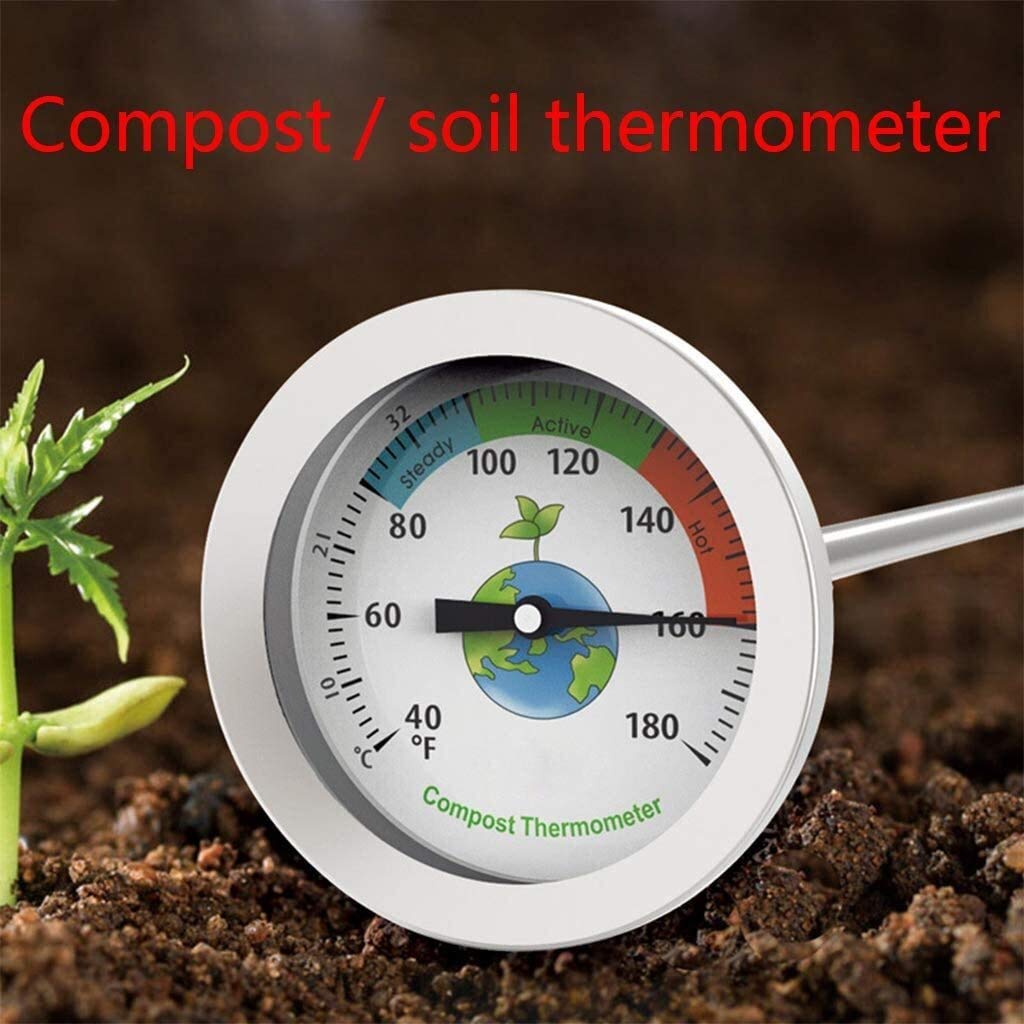 Termómetro de Suelo de Acero Inoxidable portátil Termómetro de Suelo Celsius Medición de jardín Patio 40-180 Dial Temperatura Duradera