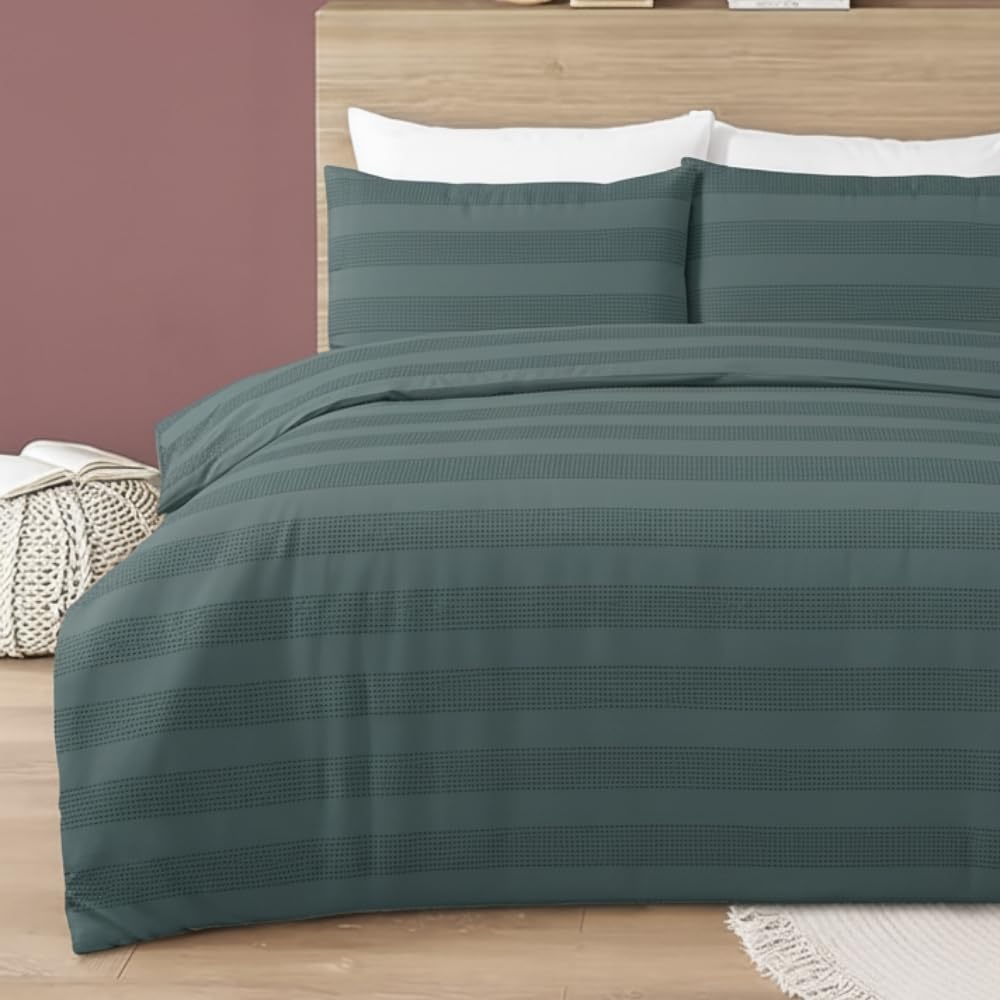 MHG Living - Duvet Set - Marley Dobby Waffle Striped - Single - 135 x 200cm