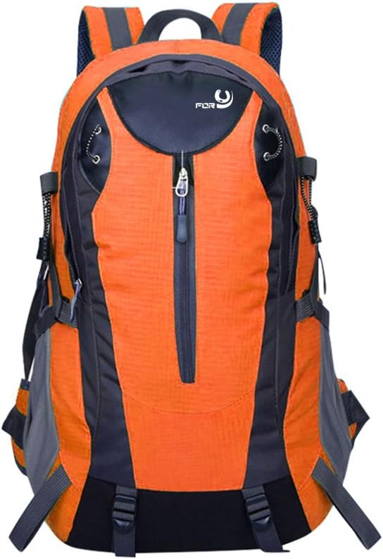 FORU 40L Hiking Backpack Multi-Functional Climbing Camping Rucksack Waterproof Sport Bag Orange Outdoor Trekking 15 Inch Laptop Packs