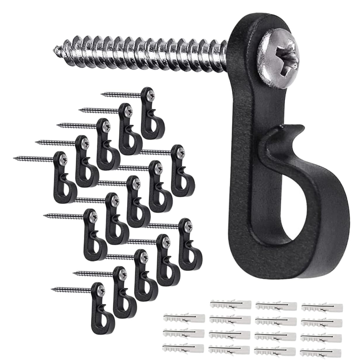 BESTonZON 1 Box Outdoor String Light Hanger Hooks Hooks with Screws Expansion Tubes for Easy Installation of Party Lights Wind Chimes and Plant Pots