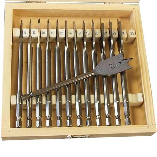 Juego Brocas de Pala 6-25mm. Para Madera 13 Unidades en Estuche