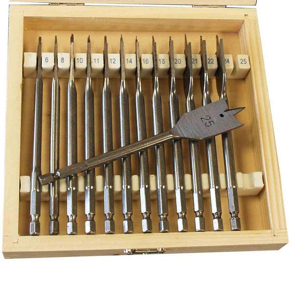Juego Brocas de Pala 6-25mm. Para Madera 13 Unidades en Estuche