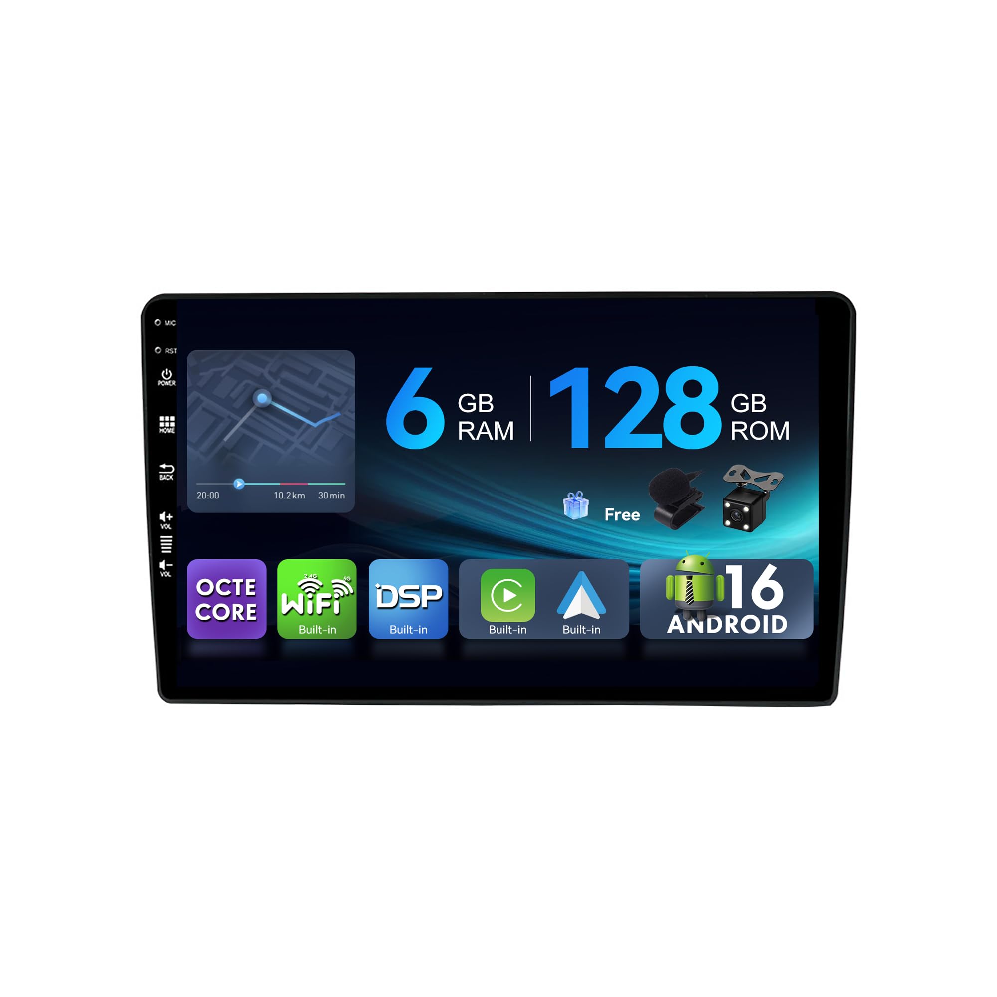 [6G+128G,Octa-Core] - MSD Autoradio für Hyundai H1 (2010-2014) | Android 16 GPS Navi Radio | CarPlay Android Auto Lenkradsteuerung Dual-Band WiFi DSP DAB | Rückfahrkamera MIC | 2 Din 9 Zoll