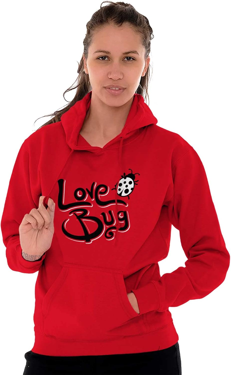 Brisco Brands Love Bug Cute Ladybug Valentines Day Hoodie Sweatshirt Women