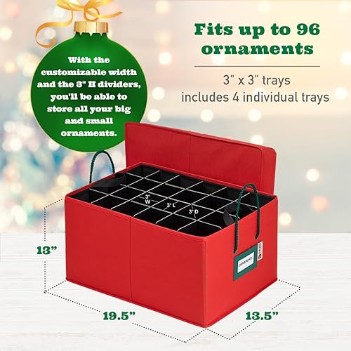 Miniatura 7 de HOLDN' STORAGE Caja de almacenamiento de adornos de Navidad debajo de la cama con divisores - Prácticas y duraderas 3 bandejas extraíbles