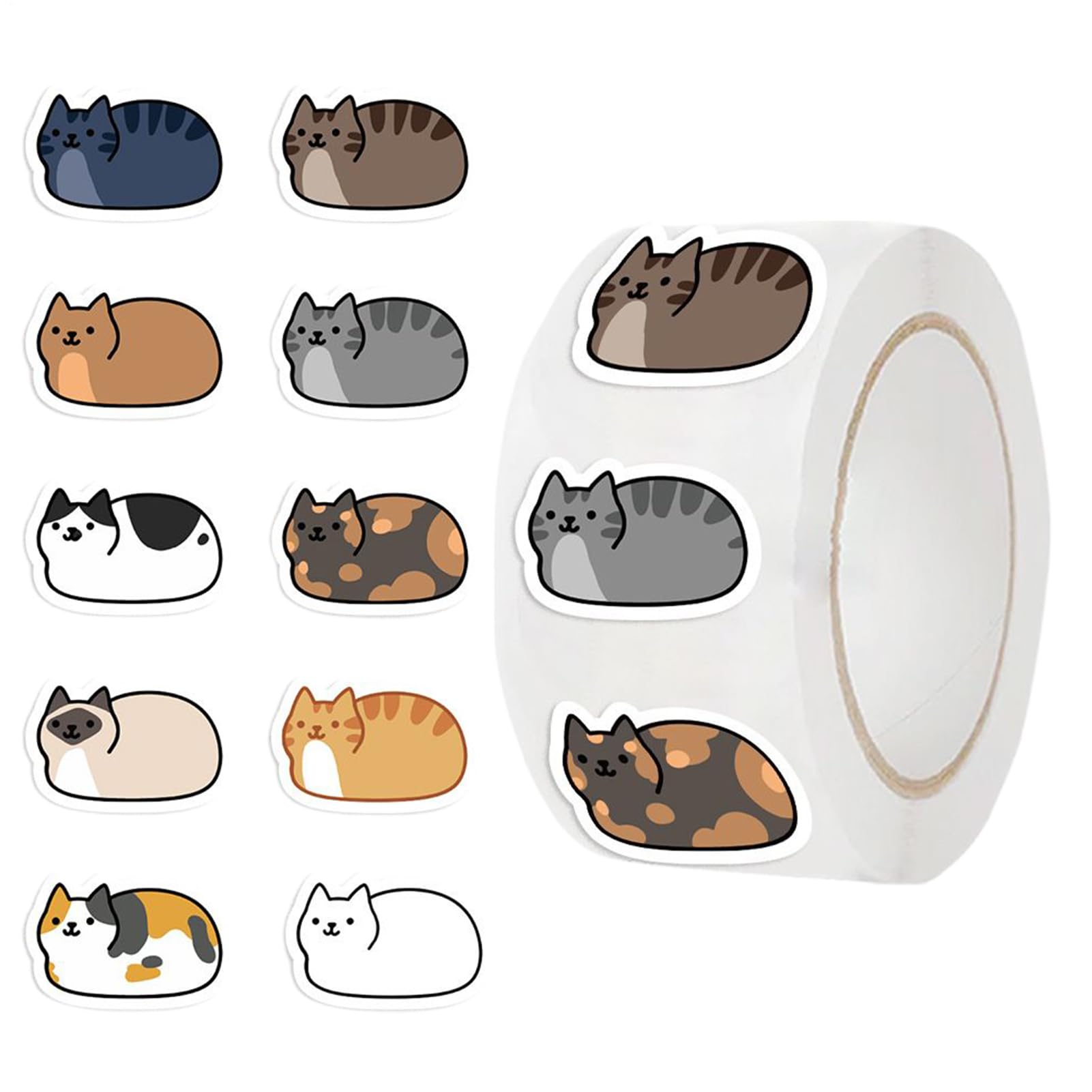 Cat Stickers for Children, 500 Sheets/Roll Decorative Stickers, Decoration for Classroom and Journaling, for Classroom, School, Office, Journaling, Scrapbook, Notebook, Laptop, Water Bottle, Workboo